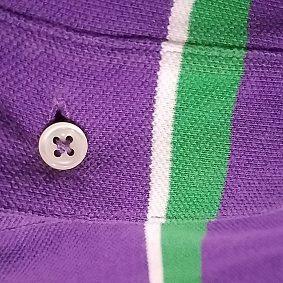 POLO Ralph Lauren Vntg. Stripe Short Sleeve 2 Button Polo Shirt! - Picture 5 of 10